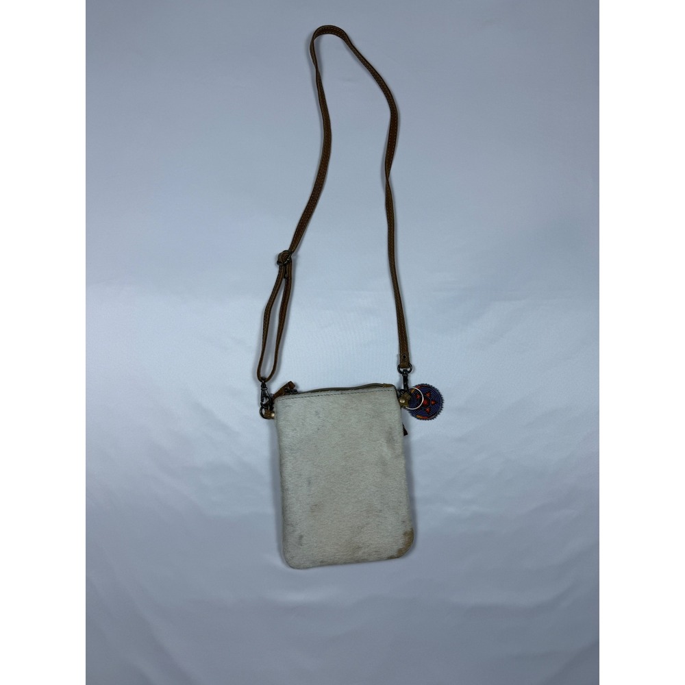 Myra Bag White Hair on Hide Leather Crossbody Purse‎ Boho Small Shoulder Bag